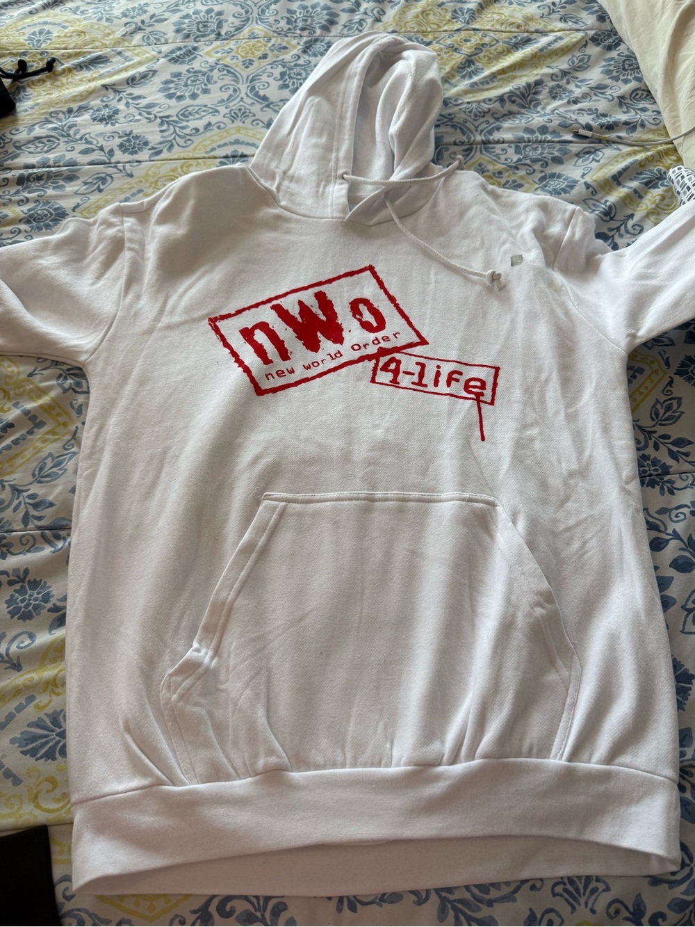 WWE nWo 4-Life White Hoodie with Red Logo